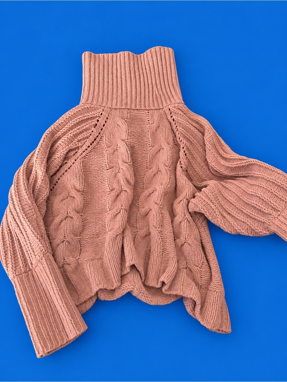 Turtleneck Cable Knit Sweater -rust tan